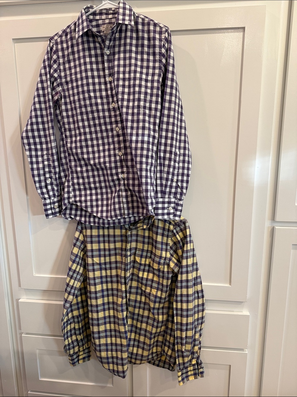 2 J.Crew Madras Plaid Shirts XS 100% Cotton Heritage Preppy Bundle